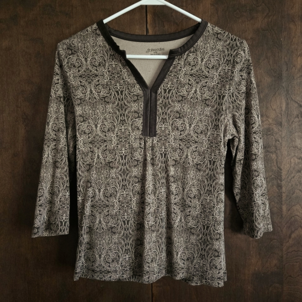 St. John's Bay Brown Paisley Top